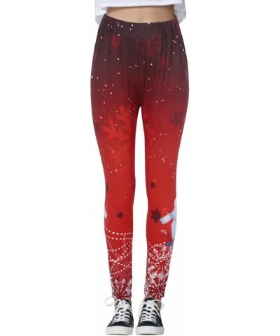 High Waist Fleece Lined Leggings Printed Casual Long All- Boot Pants Slim Pants Christmas Pattern Leggings Workout Red-e $10....