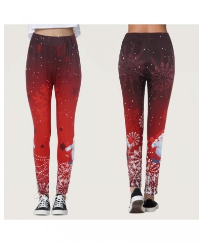 High Waist Fleece Lined Leggings Printed Casual Long All- Boot Pants Slim Pants Christmas Pattern Leggings Workout Red-e $10....