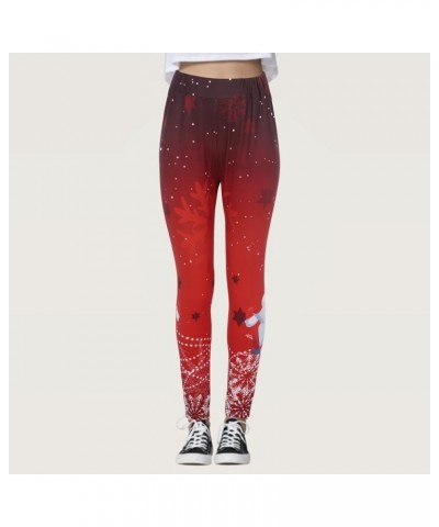 High Waist Fleece Lined Leggings Printed Casual Long All- Boot Pants Slim Pants Christmas Pattern Leggings Workout Red-e $10....