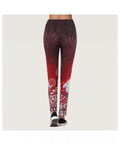 High Waist Fleece Lined Leggings Printed Casual Long All- Boot Pants Slim Pants Christmas Pattern Leggings Workout Red-e $10....