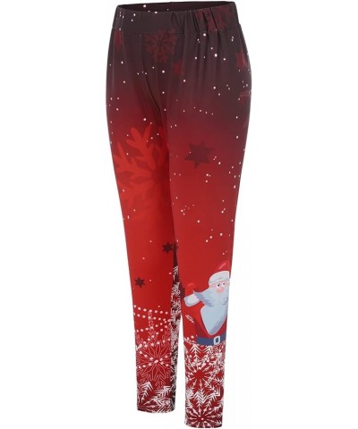 High Waist Fleece Lined Leggings Printed Casual Long All- Boot Pants Slim Pants Christmas Pattern Leggings Workout Red-e $10....