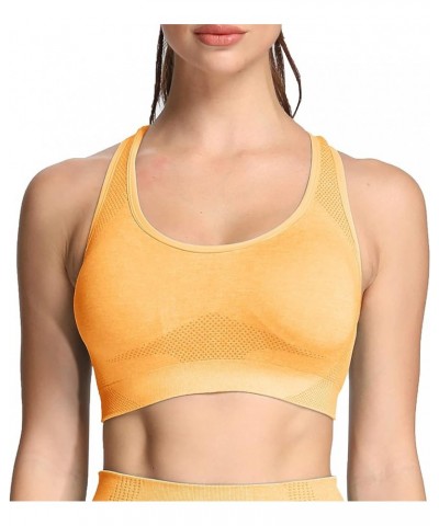 Women's Sports Bra Vital Gym Yoga Seamless Workout Crop Vital Yellow Marl $11.04 Lingerie