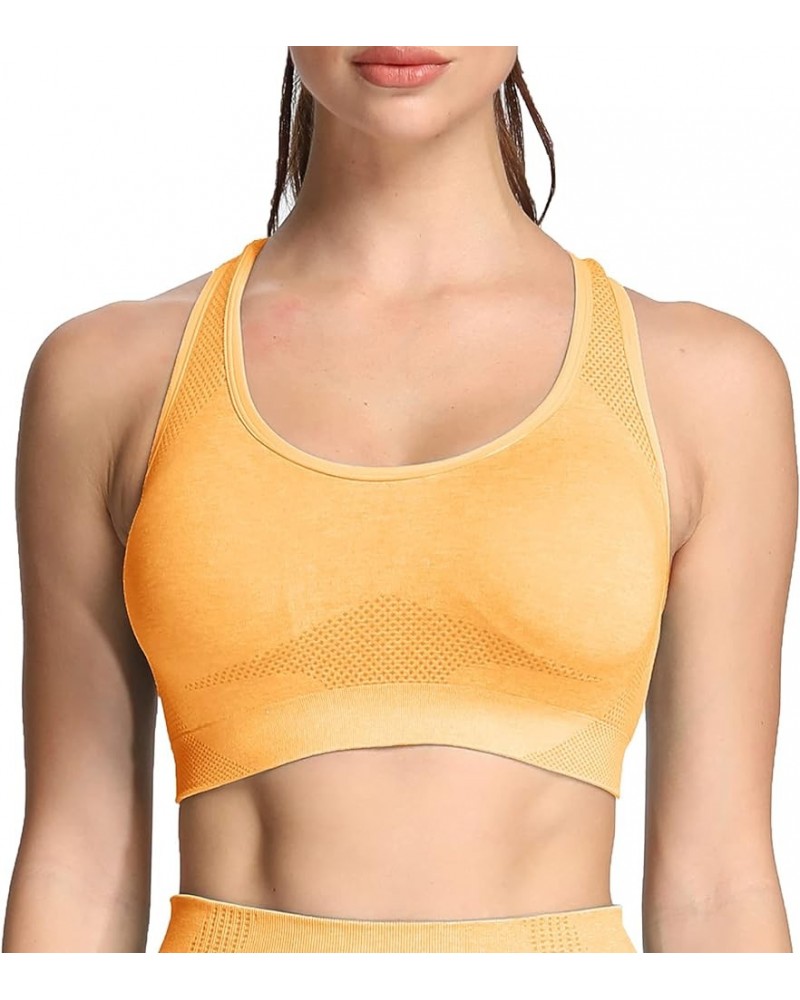 Women's Sports Bra Vital Gym Yoga Seamless Workout Crop Vital Yellow Marl $11.04 Lingerie