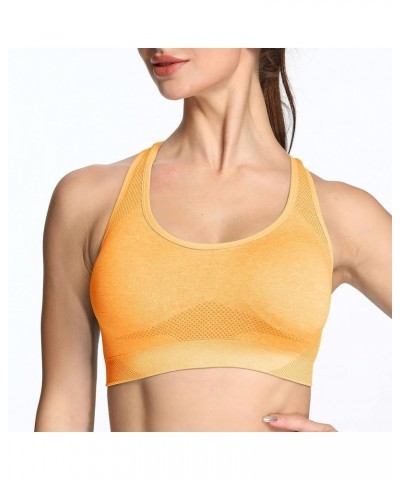 Women's Sports Bra Vital Gym Yoga Seamless Workout Crop Vital Yellow Marl $11.04 Lingerie