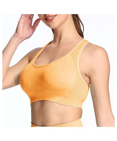 Women's Sports Bra Vital Gym Yoga Seamless Workout Crop Vital Yellow Marl $11.04 Lingerie