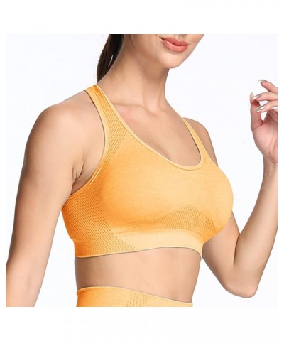 Women's Sports Bra Vital Gym Yoga Seamless Workout Crop Vital Yellow Marl $11.04 Lingerie