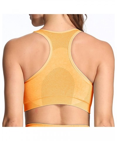 Women's Sports Bra Vital Gym Yoga Seamless Workout Crop Vital Yellow Marl $11.04 Lingerie