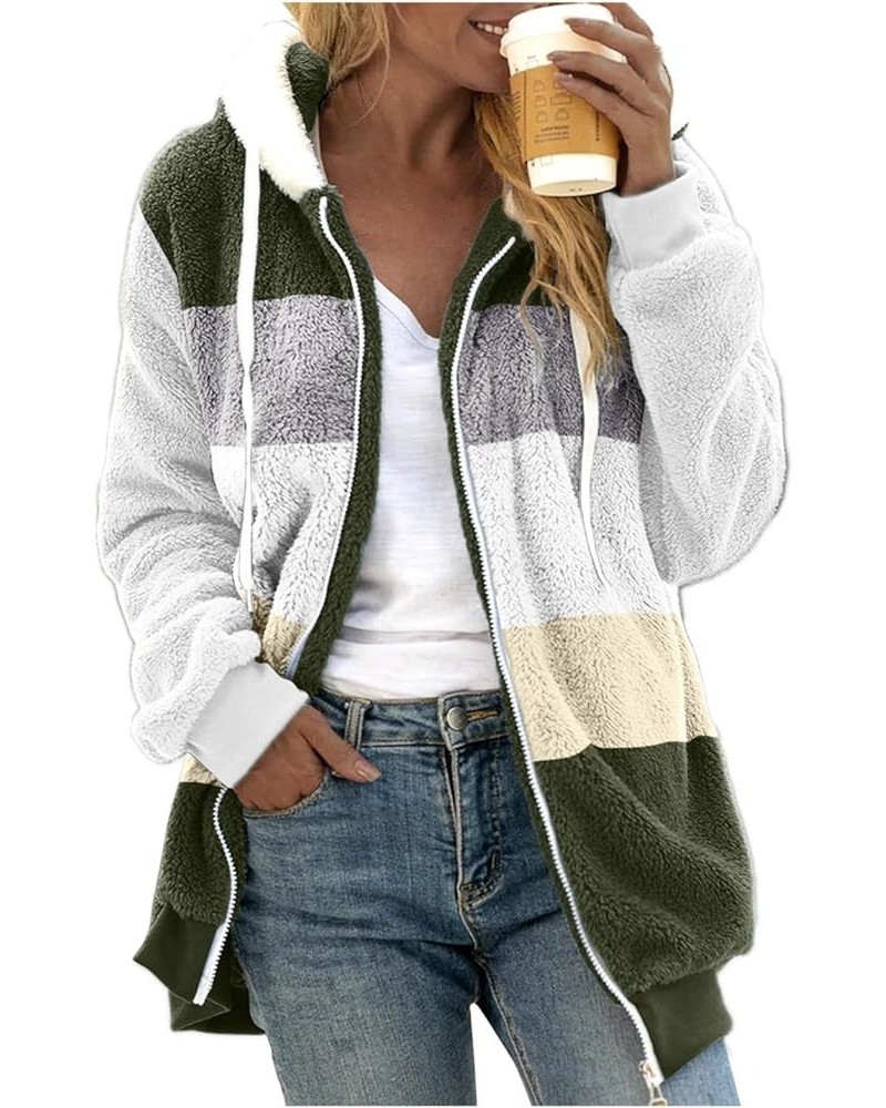 Zip Up Hoodies for Women 2023 Fall Fashion Solid Color Sweatershirt Pullover Tops Warm Wool Plush Coat Furry Fleece Jacket 4-...