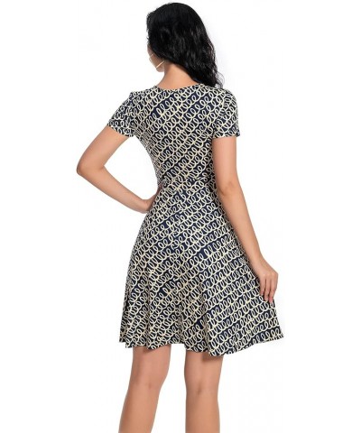 Summer Dress for Women 2023 Short Sleeve Unique Cross Wrap Casual Knee Length Sun Beach Dresses Navy Curve $10.50 Dresses