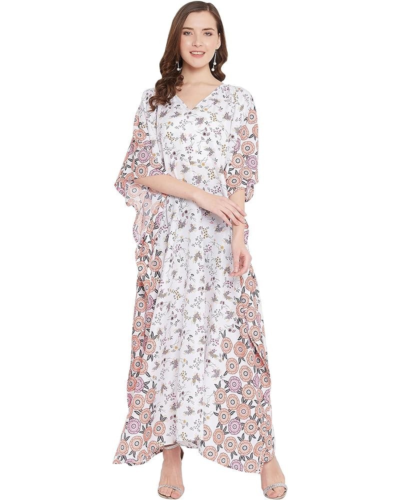 Gypsie Blu Women Long Maxi Plus Size Polyester Kaftan Caftan Gown Beach Party Casual Dress White One Size Maxi Dress $10.19 S...