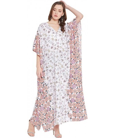 Gypsie Blu Women Long Maxi Plus Size Polyester Kaftan Caftan Gown Beach Party Casual Dress White One Size Maxi Dress $10.19 S...