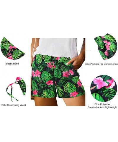 Women Plus Size Shorts Pants Summer Beach Drawstring Elastic Waist Casual Short with Pockets Xl-5Xl A2-leaf $11.12 Activewear