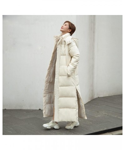 Ankle Length Puffer Jacket Womens Trendy Long Winter Coats Warm Thicken Overcoat Padded Zip Hoodie Down Coats Beige $21.12 Ja...