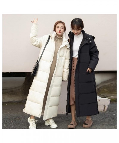 Ankle Length Puffer Jacket Womens Trendy Long Winter Coats Warm Thicken Overcoat Padded Zip Hoodie Down Coats Beige $21.12 Ja...