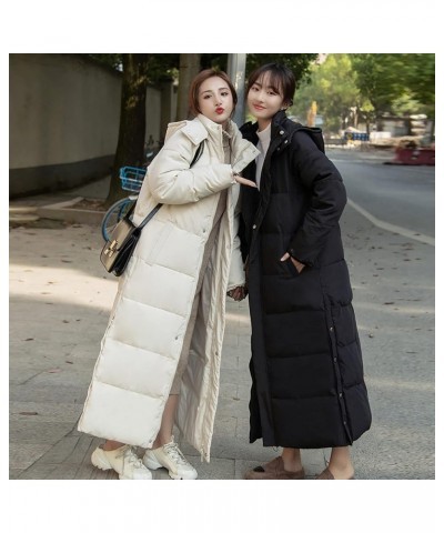 Ankle Length Puffer Jacket Womens Trendy Long Winter Coats Warm Thicken Overcoat Padded Zip Hoodie Down Coats Beige $21.12 Ja...