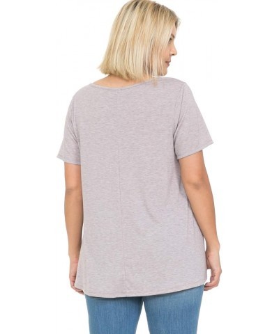 Women and Plus Size Short Sleeve Printed Swing Tunic Top (Small-5X) Mauve Floral / Heather Taupe $11.06 Tops