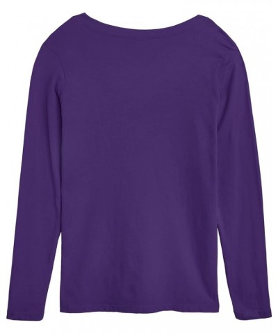 Peanuts - Snoopy Silhouette Pattern - Women's Long Sleeve V-Neck Graphic T-Shirt Purple $9.02 T-Shirts