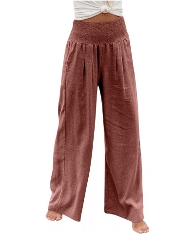 Women's Sweatpants High Waisted Linen Palazzo Pants Wide Leg Long Lounge Pant Trousers with Pocket Sweatpants 1-red $8.31 Others