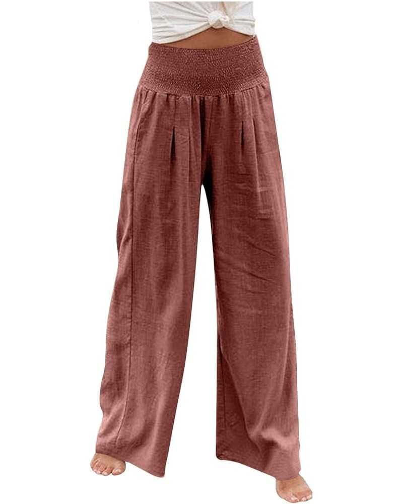 Women's Sweatpants High Waisted Linen Palazzo Pants Wide Leg Long Lounge Pant Trousers with Pocket Sweatpants 1-red $8.31 Others