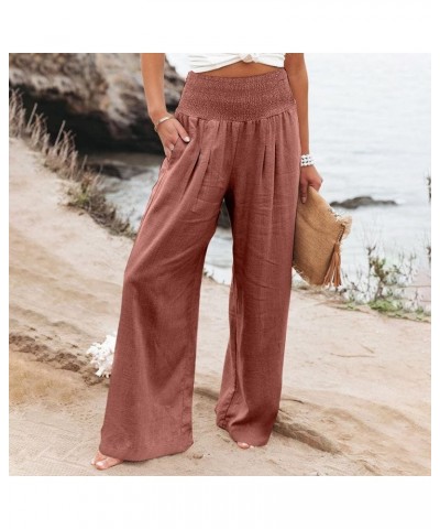 Women's Sweatpants High Waisted Linen Palazzo Pants Wide Leg Long Lounge Pant Trousers with Pocket Sweatpants 1-red $8.31 Others