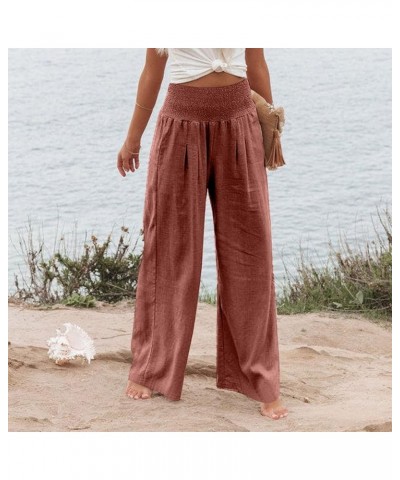 Women's Sweatpants High Waisted Linen Palazzo Pants Wide Leg Long Lounge Pant Trousers with Pocket Sweatpants 1-red $8.31 Others