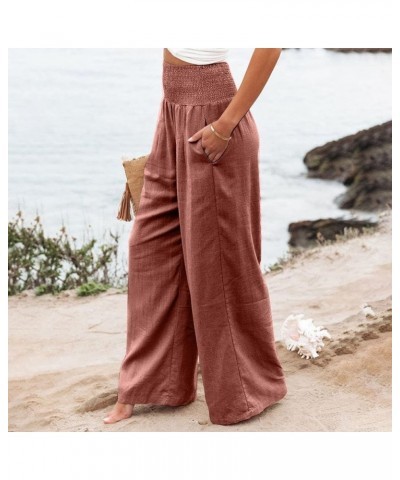 Women's Sweatpants High Waisted Linen Palazzo Pants Wide Leg Long Lounge Pant Trousers with Pocket Sweatpants 1-red $8.31 Others