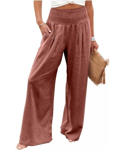 Women's Sweatpants High Waisted Linen Palazzo Pants Wide Leg Long Lounge Pant Trousers with Pocket Sweatpants 1-red $8.31 Others