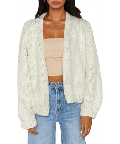 Womens Cropped Cardigan Sweater Argyle Long Sleeve Cherry V Neck Knit Button Up Sweaters Tops Shirts Z-q-white $17.67 Sweaters