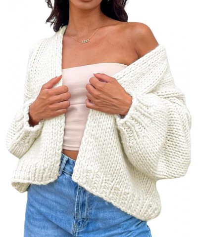 Womens Cropped Cardigan Sweater Argyle Long Sleeve Cherry V Neck Knit Button Up Sweaters Tops Shirts Z-q-white $17.67 Sweaters