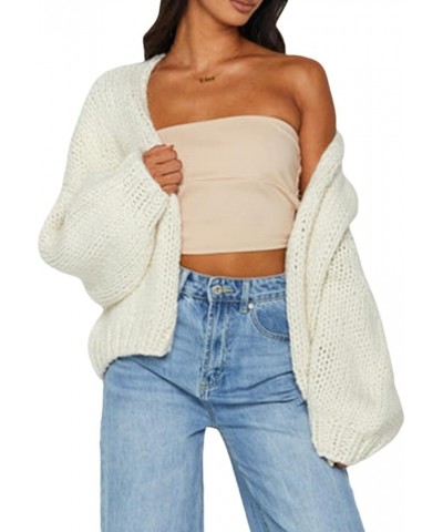 Womens Cropped Cardigan Sweater Argyle Long Sleeve Cherry V Neck Knit Button Up Sweaters Tops Shirts Z-q-white $17.67 Sweaters