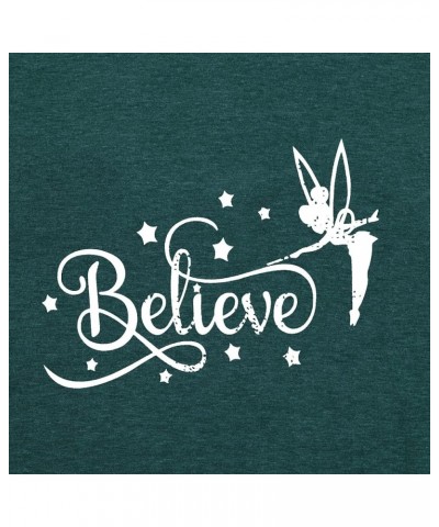 Believe Shirt Women Cute Fairy Graphic Tshirt Girl Trip Tee Funny Vacation Shirt Causal Short Sleeve Top Green $11.07 T-Shirts