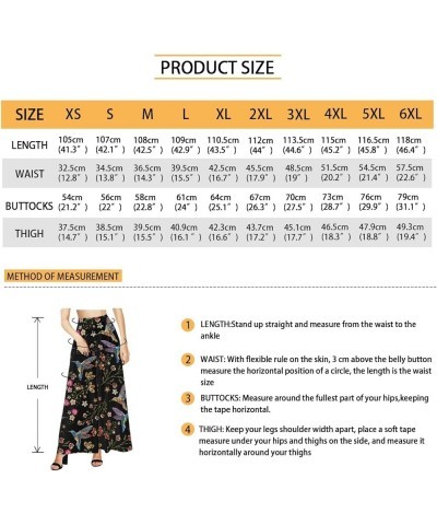 Women's Casual Lounge Pants Plus Size 3XL, Tropical Floral Comfy Stretchy Wide Leg Palazzo Pants Loose Home Legging Hummingbi...