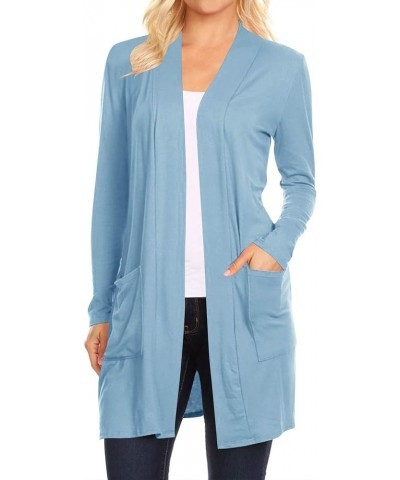 Women's Printed and Solid Casual Long Sleeve Open Cardigan US Size Hcd00868 Light Blue $14.13 Sweaters