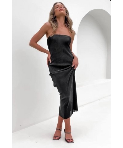 Women Sexy Backless Maxi Dress Sleeveless Halterneck Solid Slim Fit Bodycon Formal Cocktail Dress for Party J Backless Black ...