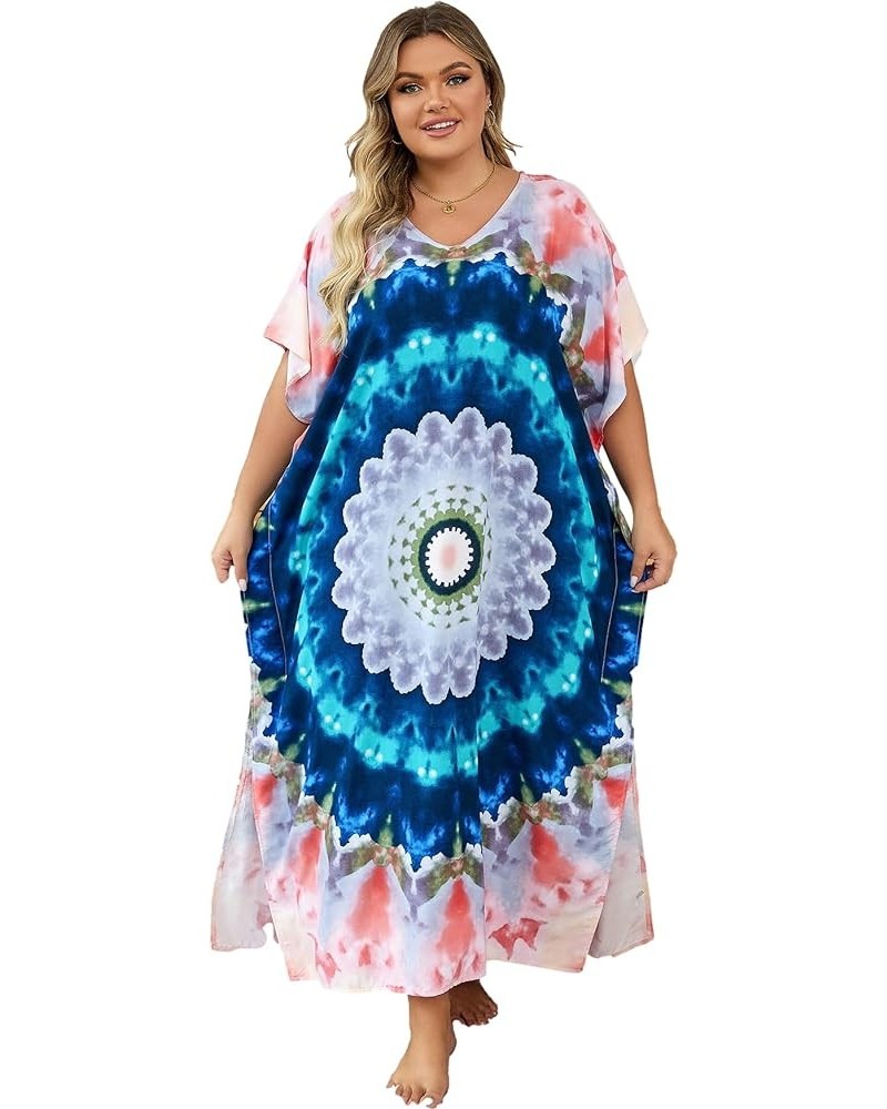 Women's wave neck Turkish caftan Ethnic Print kaftans Floral Print Over Sized Caftans Lounge wear Pang 1066-5 $19.71 Swimsuits