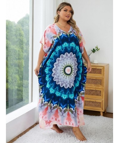 Women's wave neck Turkish caftan Ethnic Print kaftans Floral Print Over Sized Caftans Lounge wear Pang 1066-5 $19.71 Swimsuits