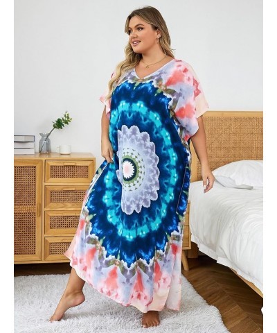 Women's wave neck Turkish caftan Ethnic Print kaftans Floral Print Over Sized Caftans Lounge wear Pang 1066-5 $19.71 Swimsuits