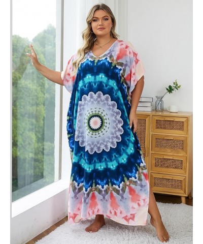 Women's wave neck Turkish caftan Ethnic Print kaftans Floral Print Over Sized Caftans Lounge wear Pang 1066-5 $19.71 Swimsuits