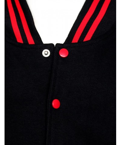 Women's Baseball Jacket Varsity Cotton Letterman Jackets Black-red $19.73 Jackets