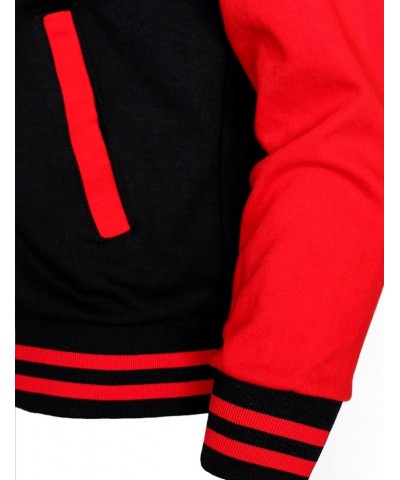 Women's Baseball Jacket Varsity Cotton Letterman Jackets Black-red $19.73 Jackets