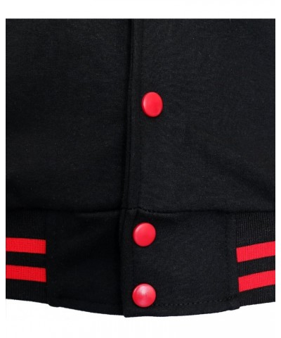 Women's Baseball Jacket Varsity Cotton Letterman Jackets Black-red $19.73 Jackets