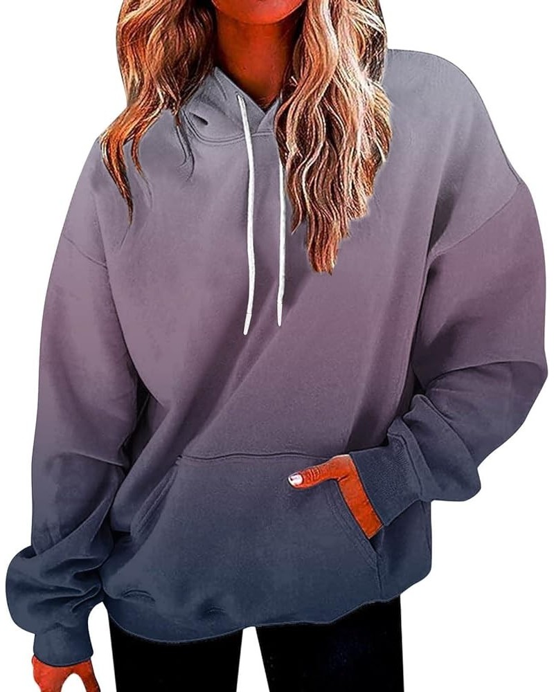 Hoodies For Women Trendy Graphic Oversized Sweatshirt Pullover Plus Size Casual Long Sleeve Shirts Aesthetic Clothes D Purple...