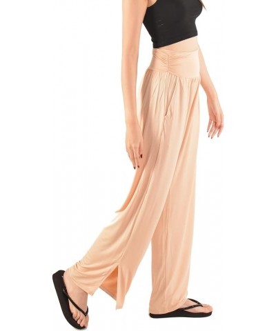 Women's Wide Leg Yoga Pants High Waist Casual Loose Comfy Lounge Sweatpants with Pockets Sand $18.67 Pants