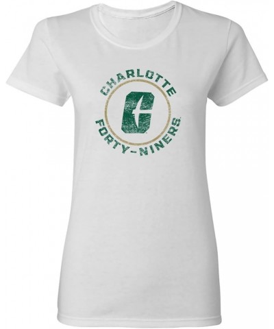 NCAA Distressed Circle Logo, Team Color Womens T Shirt, College, University Unc Charlotte Forty-niners White $14.57 T-Shirts