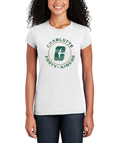 NCAA Distressed Circle Logo, Team Color Womens T Shirt, College, University Unc Charlotte Forty-niners White $14.57 T-Shirts