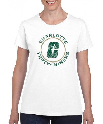 NCAA Distressed Circle Logo, Team Color Womens T Shirt, College, University Unc Charlotte Forty-niners White $14.57 T-Shirts