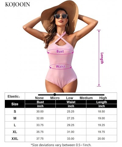 Women's Sexy Criss Cross Sleeveless Halter Neck Bodysuits - Stylish Summer Tank Tops Pink $10.00 Tanks